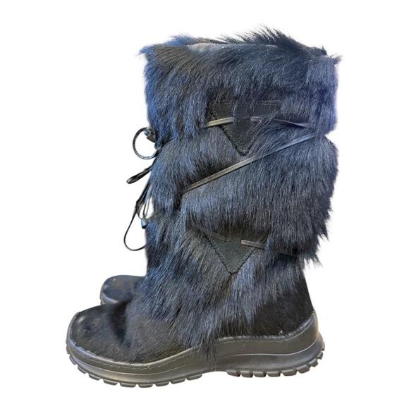 Vintage Winna Fur Apres Ski Boot Black Women size 10 - Picture 2 of 12
